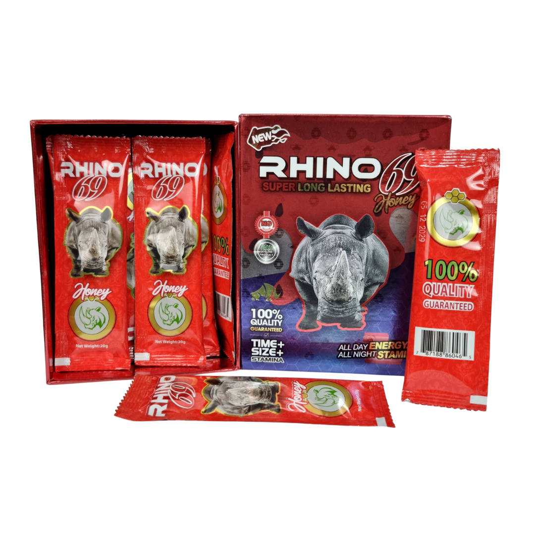 Miel Rhino Super Long 69 Caja con 12 Sobres Roja