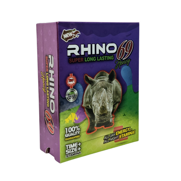 Miel Rhino Super Long 69 Caja con 12 Sobres Morada