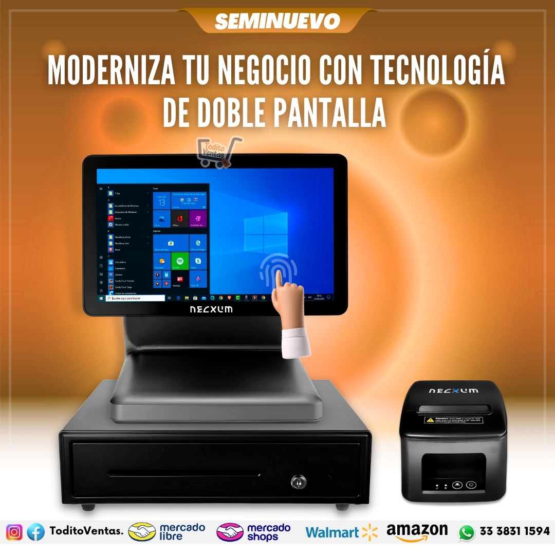 Kit Punto de Venta Touch Doble Pantalla Necxum
