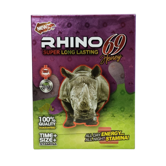 Miel Rhino Super Long 69 Caja con 12 Sobres Morada