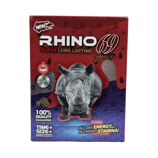 Miel Rhino Super Long 69 Caja con 12 Sobres Roja