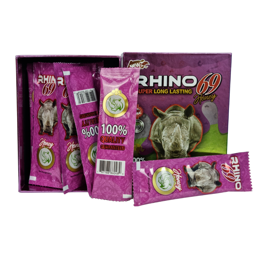 Miel Rhino Super Long 69 Caja con 12 Sobres Morada